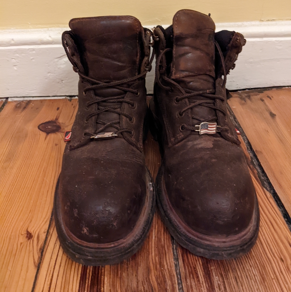 Red Wing Steel Toe Work Boots Men's size 6 Women's size 7.5 Leather Made in USA